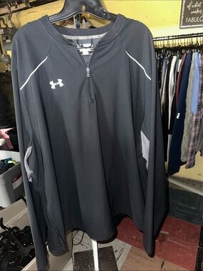 Men’s Under Armour Black and Grey Quarter-Zip Athletic Pullover 2xl loose